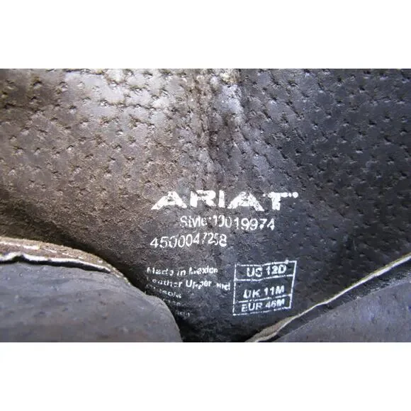 Ariat Mens Size 12 D Brown Leather Buckaroo Stockman Cowboy Western Boots